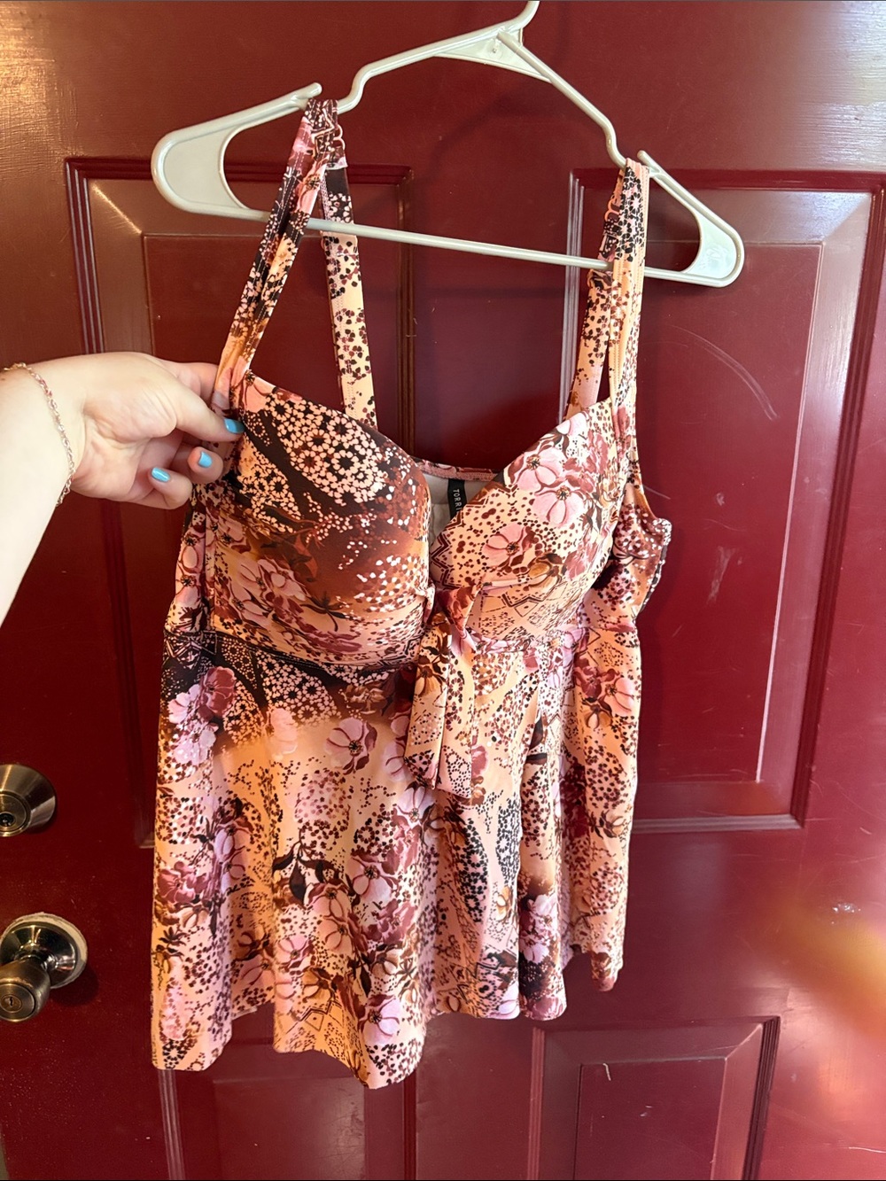 Pink floral torrid tankini top
